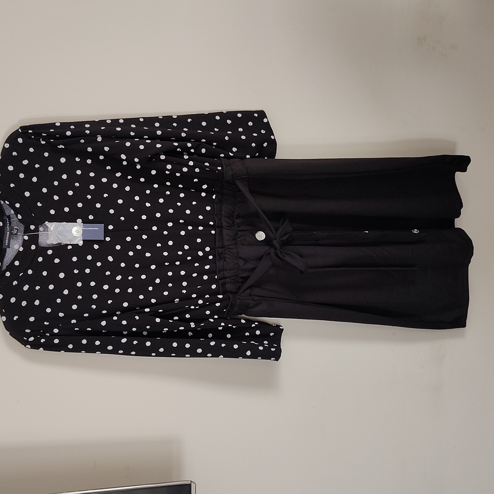 Adrienne Vittadini NWT size Large black & white, elastic waist, polka dot dress - Picture 1 of 9